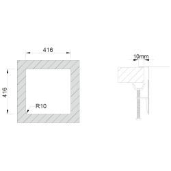 Lava louça RODI BOX LINE 40, uma pia sem escorredor, inox escovado, aplicação superior ou á face, 436 x 436, MOD.500 mm