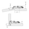Dobradiça reta com clic DANCO F50080/92P44, braço em aço niquelado, copo Ø.35 furação 48 mm, abertura 110º