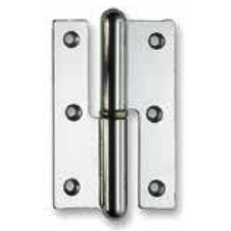 Dobradiça meio balanço lisa Sofima 206 para porta, zamak cromado, 3", A.76 x L.33 x E.3 mm, direita