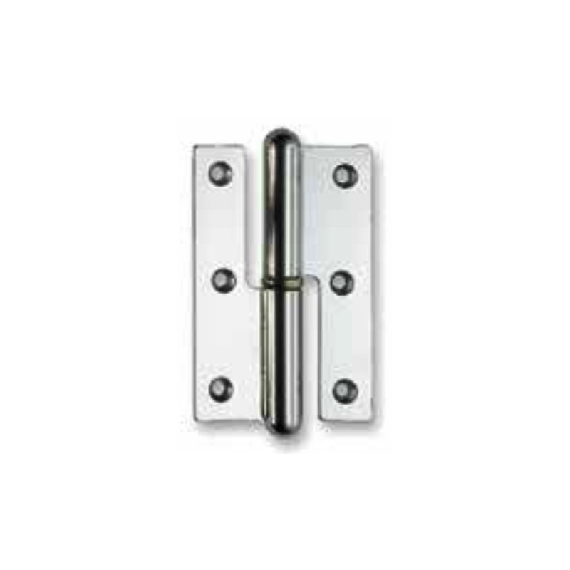 Dobradiça meio balanço lisa Sofima 208 para porta, zamak cromado mate, 4", A.101 x L.42 x E.3,5 mm, esquerda