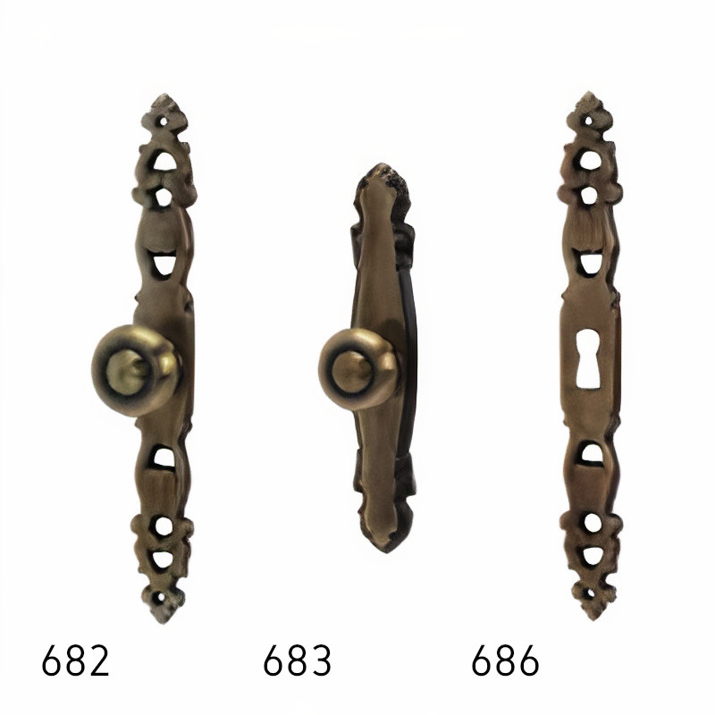 Puxador rústico, espelho cogumelo redondo Sofima 682, zamak bronze, A.130,5 x L.15 mm