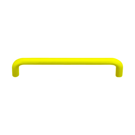 Puxador clássico, asa barra redonda curva SM 308, zamak lacado amarelo, 2 furos distância 64, Ø.9 x A.29 x C.73 mm