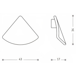 Puxador atual, pingente triangular Sofima 723, zamak niquelado mate, 1 furo, C.34 x L.43 x A.17 mm