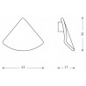 Puxador atual, pingente triangular Sofima 723, zamak cromado mate, 1 furo, C.34 x L.43 x A.17 mm