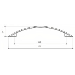 Puxador atual, asa ponte Sofima 706, zamak niquelado mate, 2 furos distância 128, A.24 x C.157 mm