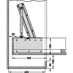 Ferragem para cama rebatível HAFELE 271.95.203, construção longitudinal (par)