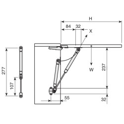 Compasso de elevação a gás 2, força 15 kg