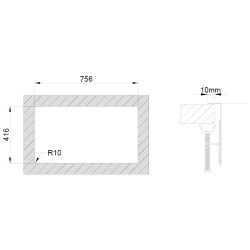 Lava louça RODI BOX LINE 74, uma pia sem escorredor, inox escovado, aplicação superior ou á face, 776 x 436, MOD.900 mm