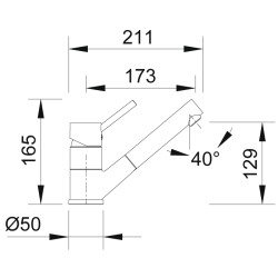 Misturadora/torneira RODI LINE MN 812, monocomando de bica giratória de 360º c/chuveiro extr., cromada, corpo Ø.55, A.165/129 mm