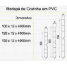 Rodapé para cozinha, plástico PVC revestido, branco, 120 x 4000 mm