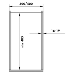 Cesto VAUTH-SAGEL PULL OUT extracção total c/amortecedor, porta-garrafas + cesto pão, fix. frontal, cromado, A.336, MOD.400 mm