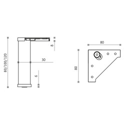 Pé para mobiliário/móveis Sofima 1043, base zamak, corpo alumínio, cor cromado mate, A.80 mm