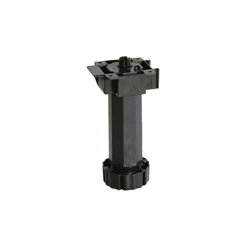 Pé para cozinha octogonal com afinação JUYPAL 59520, plástico PP polipropileno preto, com bucha, A.140-190 mm