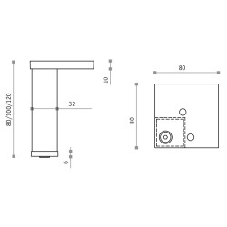 Pé para mobiliário/móveis Sofima 1040, base zamak, corpo latão, cor bronze, A.100 mm