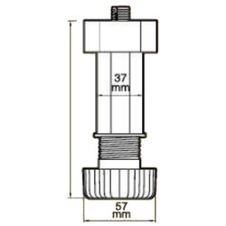 Pé para cozinha octogonal com afinação JUYPAL 59538, plástico PP polipropileno preto, sem bucha, A.100-140 mm