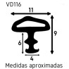 Perfil vedante/batente VD116.35 p/portas de madeira, plástico PVC creme, A.9 x L.11 mm