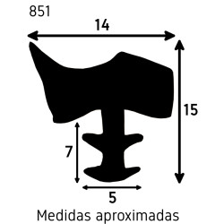 Perfil vedante/batente 851 p/portas de madeira, plástico PVC mogno, A.11,5 x L.9 mm