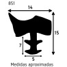 Perfil vedante/batente 851 p/portas de madeira, plástico PVC mogno, A.11,5 x L.9 mm