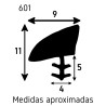 Perfil vedante/batente 601 p/portas de madeira, plástico faia, A.11 x L.9 mm
