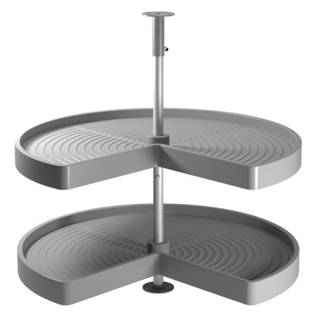 Cesto giratório 3/4 para canto, fixação com varão, 2 x 20 kg, plástico branco, M.800, X.305, Ø.710 mm