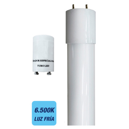 Lâmpada tubo com 54 LEDs luz fria 31190, Ø.2,6 x 60 cm, T8, 360º, CE.A+ 220/240V 9W 800LM 6500K (arrancador incluído)