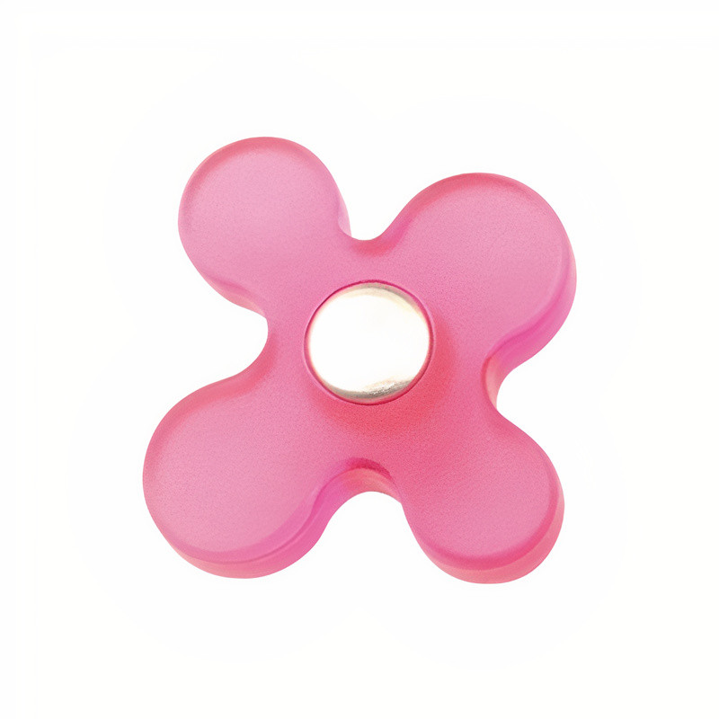 Puxador criança, flor Nesu 608MG, resina plástica magenta/metal cromado mate, L.43 x P.38 x A.26 mm