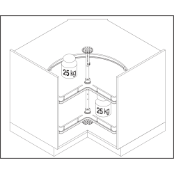 Cesto giratório 3/4 VAUTH-SAGEL VS COR Wheel, 2 cestos aramado cromado, fixação com varão, MOD.900 x 900, Ø.820 mm