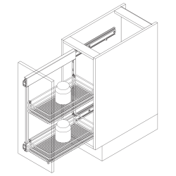 Despenseiro até 20 kg VAUTH-SAGEL VS SUB Side 2 guias c/amort., prateado, fix. lat., A.577 x P.90º.495/P.35º.511, MOD.150-300 mm