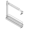 Cesto VAUTH-SAGEL VS SUB Slim K150 90º c/amortecedor, 1 prateleira + porta-panos crom., fix. lateral, P.495 x A.530, MOD.150 mm
