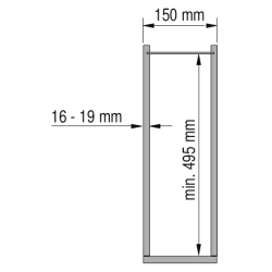 Cesto VAUTH-SAGEL VS SUB Slim K150 90º c/amortecedor, 1 prateleira + porta-panos crom., fix. lateral, P.495 x A.530, MOD.150 mm