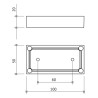 Pé/base para sofá Sofima 1061, zamak lacado cromado mate, A.20 x L.50 x C.100 mm