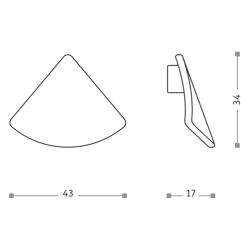 Puxador atual, pingente triangular Sofima 722, zamak niquelado mate, 1 furo, C.34 x L.43 x A.17 mm