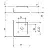 Pé/base para sofá Sofima 1067, zamak lacado cromado mate, A.20 x L.55 x C.55 mm