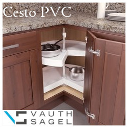 Cesto giratório 3/4 VAUTH-SAGEL VS COR Wheel, 2 cestos aramado cromado, fixação com varão, MOD.800 x 800, Ø.720 mm