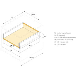 Lateral de gaveta c/amortecedor STRONG StrongBox, silenciosa, extração total, 35 kg, cinza, E.16, A.86 x C.500 mm