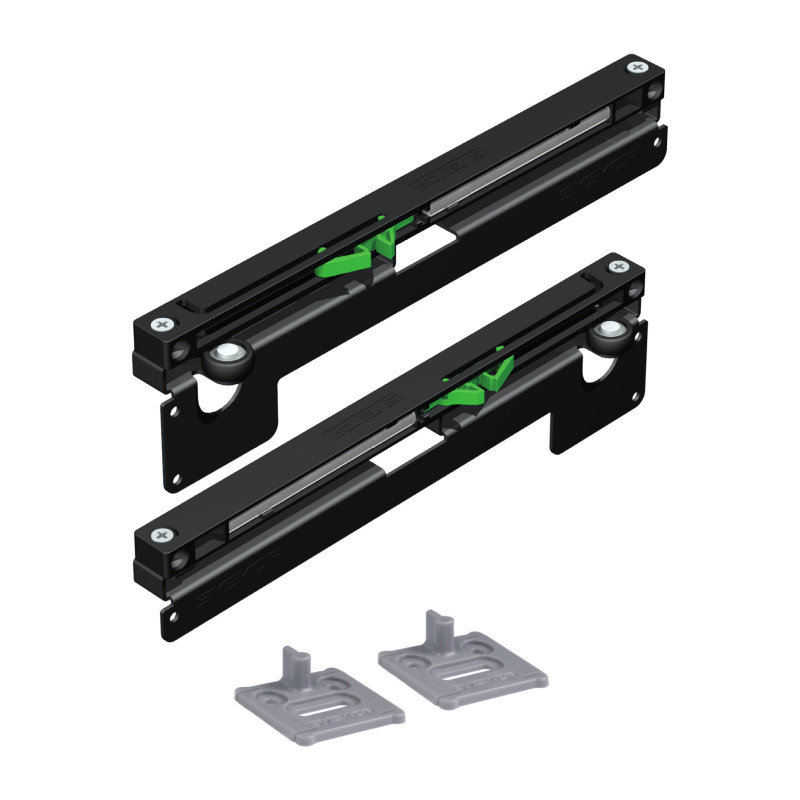 Kit amortecedor p/porta de roupeiro Easy Soft Terra S75, p/calha L.75 x A.40, p/placa E.10-16 mm, 25-40 Kg