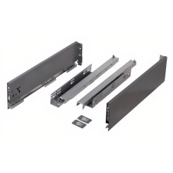 Kit gaveta c/amortecedor STRONG StrongMax slim/fina, silenciosa, extração total, 40 kg, antracite, E.16, A.121 x C.400 mm