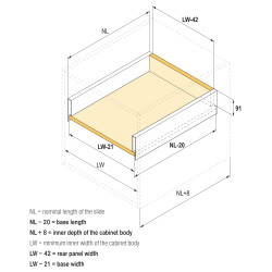 Kit gaveta c/amortecedor STRONG StrongMax slim/fina, silenciosa, extração total, 40 kg, branco, E.16, A.121 x C.400 mm