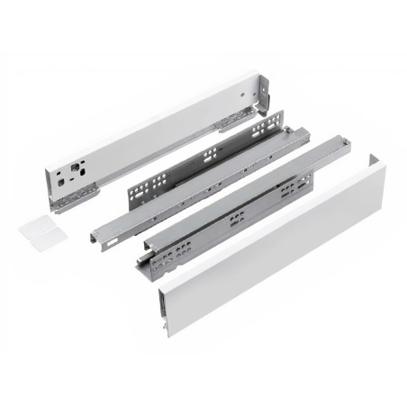 Kit de gaveta c/amortecedor STRONG StrongMax slim/fina, silenciosa, extração total, 40 kg, branco, E.16, A.89 x C.400 mm