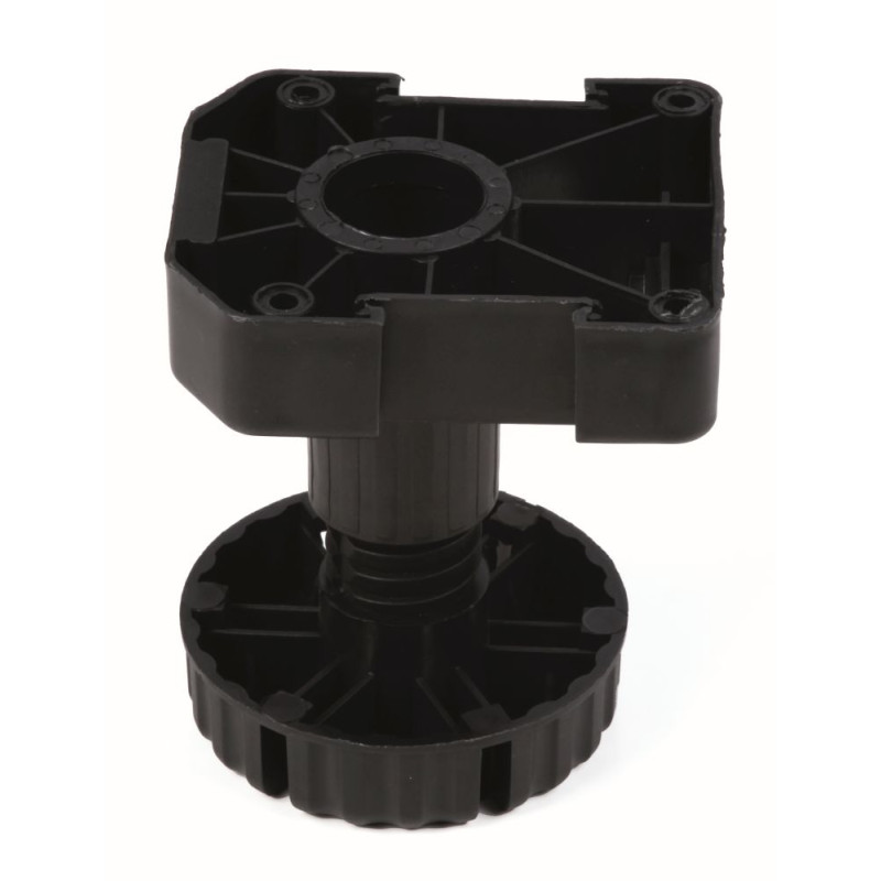Pé p/cozinha c/afinação STRONG Big 100, plástico preto, base rectangular, A.100 mm