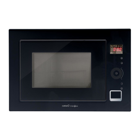 Micro-ondas de encastre CATA MC 25 GTC BK, vidro preto, 25 lts, 5 níveis de potência até 900W, prato giratório Ø.315 mm, 60 cm