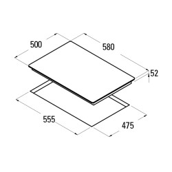 Placa a gás de encastrar com 4 bicos CATA GI 6004 X, inox/grelhadores esmaltados, P.500 x L.580 mm, 58 cm