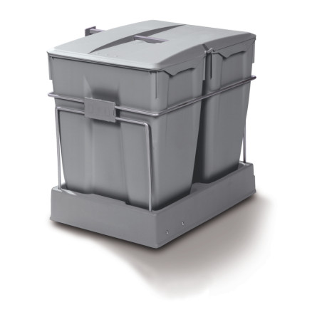 Balde lixo p/cozinha Gollinucci 551, extracção total, plástico cinza, 2 x 30 lts, A.511 x L.384 x P.493, MOD.MÍN.450 mm