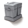 Balde lixo p/cozinha Gollinucci 551, extracção total, plástico cinza, 2 x 30 lts, A.511 x L.384 x P.493, MOD.MÍN.450 mm