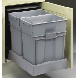 Balde lixo p/cozinha Gollinucci 551, extracção total, plástico cinza, 2 x 30 lts, A.511 x L.384 x P.493, MOD.MÍN.450 mm