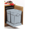 Balde lixo p/cozinha Gollinucci 551, extracção total, plástico cinza, 2 x 30 lts, A.511 x L.384 x P.493, MOD.MÍN.450 mm