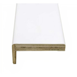 Guarnição, contraplacado revestido a CPL branco, C.2500 x L.70 x E.10, aba/pestana 25 mm