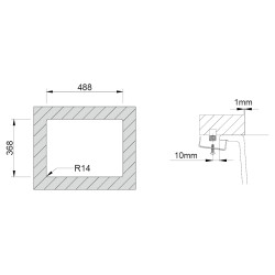 Lava louça RODI COMPOSITE DUO 60 ASPHALT, duas pias sem escorredor, compósito, aplicação superior ou inf., 550 x 430, MOD.600 mm