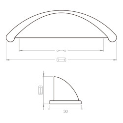 Puxador clássico, concha oval F83 814, zamak oxidado francês, 2 furos distância 64, E.30 x C.104 x A.26 mm