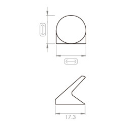 Puxador atual, redondo inclinado F83 F33, zamak níquel mate, 1 furo, E.17,3 x C.22 x A.20 mm